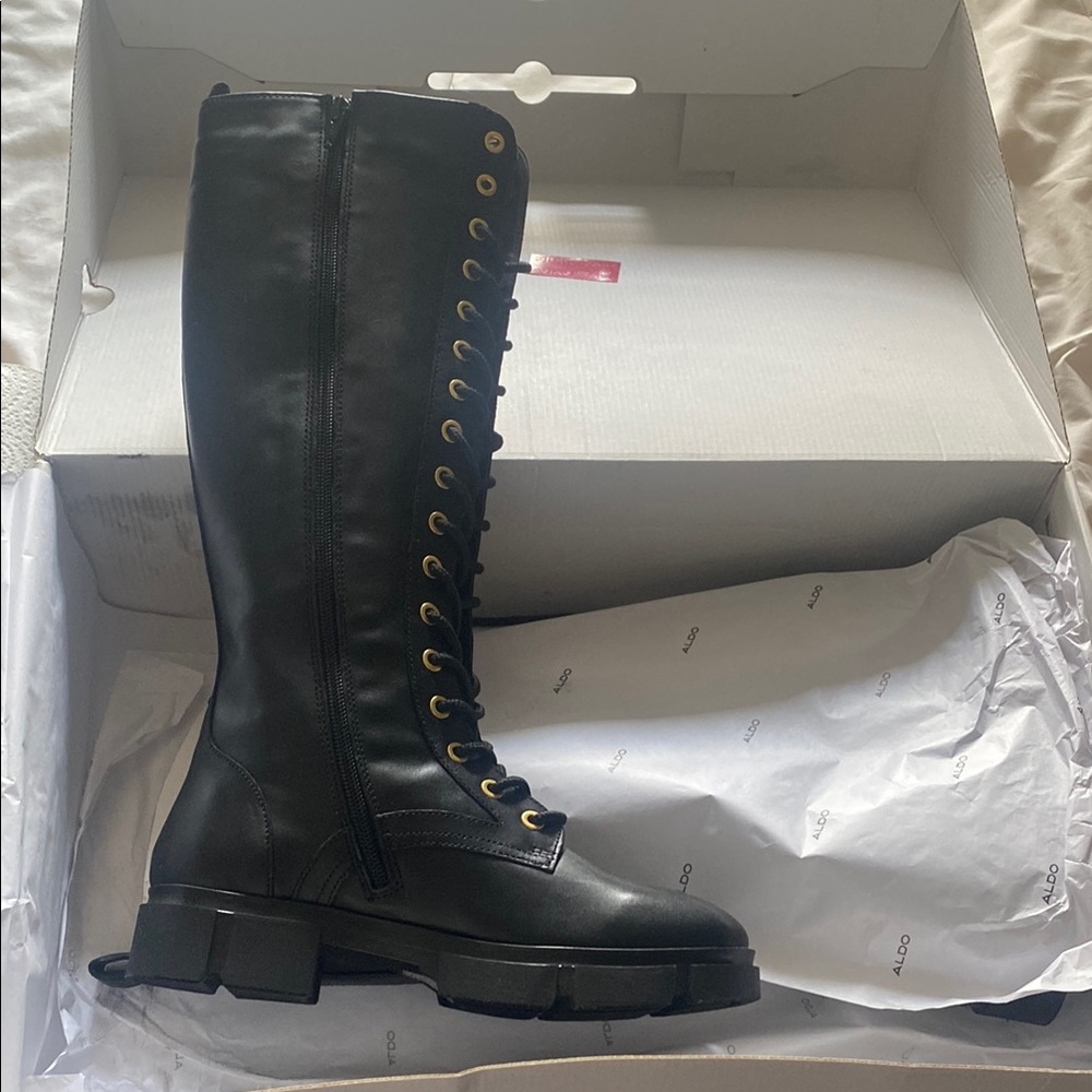 Aldo Black Lace-Up Boots with Chunky Sole